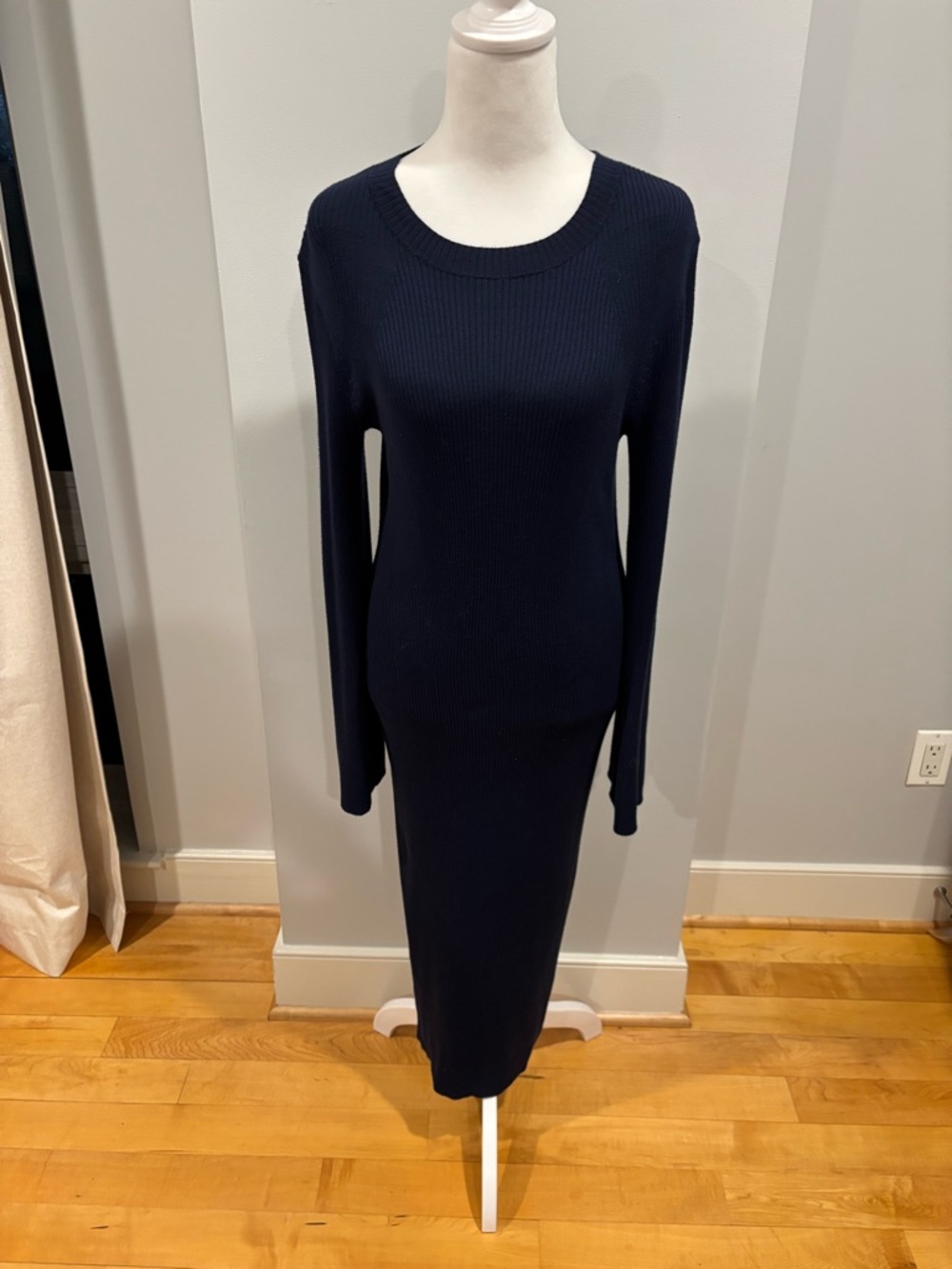 Navy Knit Bell Sleeve Dress